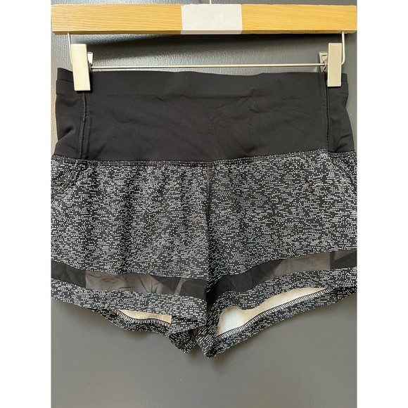 Lululemon Black & White Dot Mesh Jogging Shorts - Size Women's 4 - Picture 2 of 5